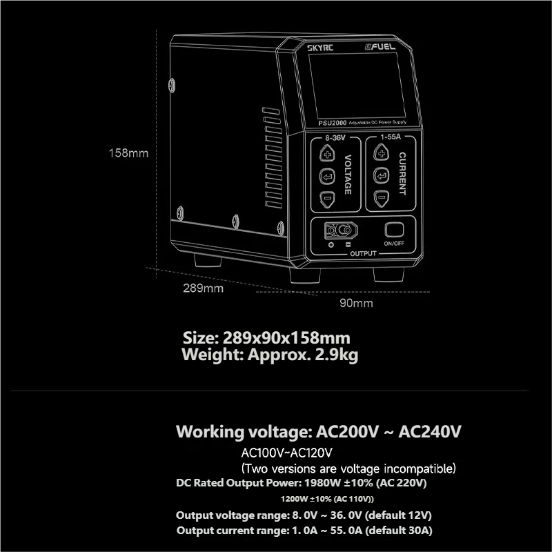 SKYRC PSU2000 1980W Ayarlanabi - Drone Rc Drone incelemesi ve fiyatı